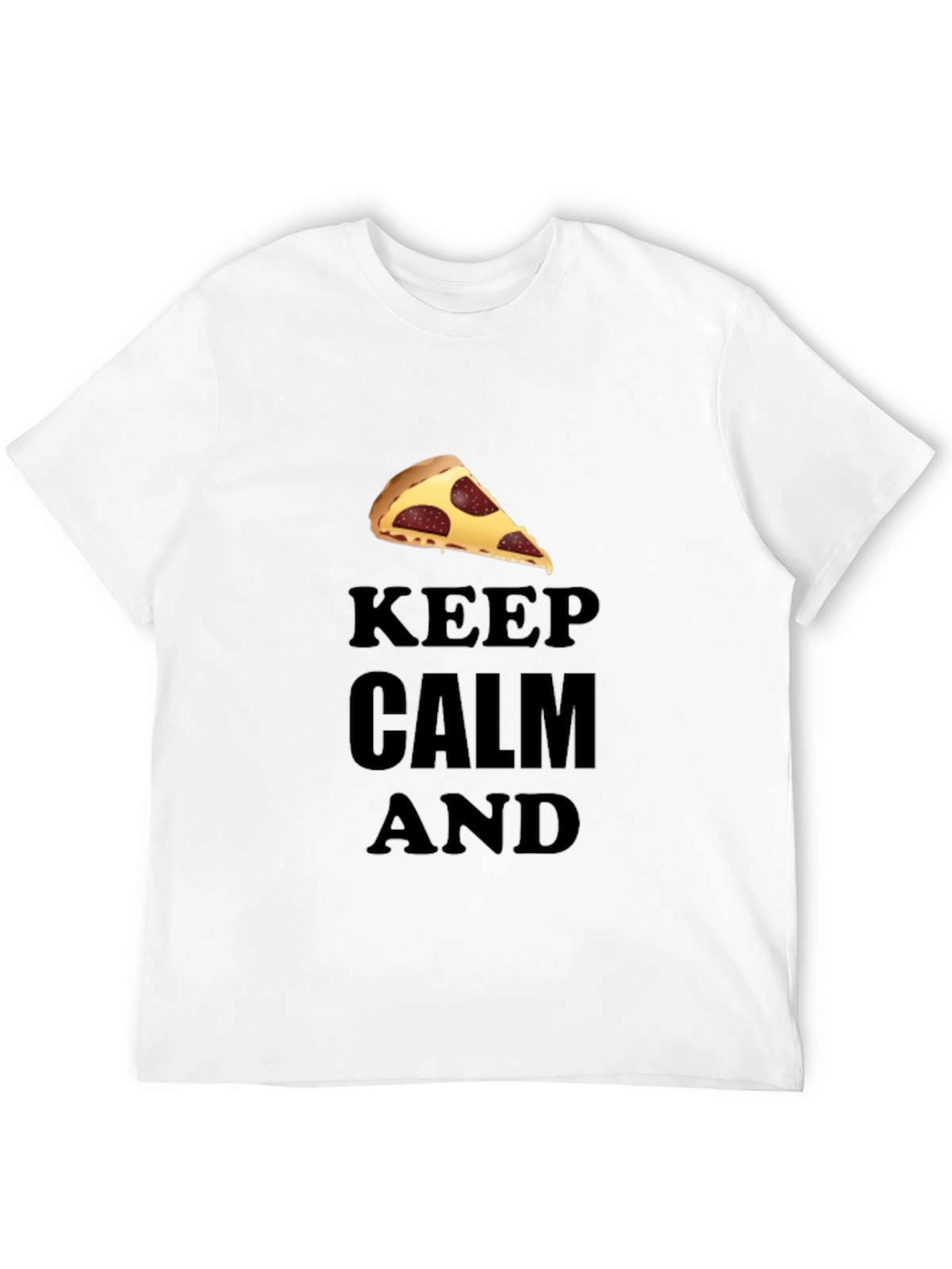 Keep Calm & Eat Pizza T-Shirt - Black Crew Neck
