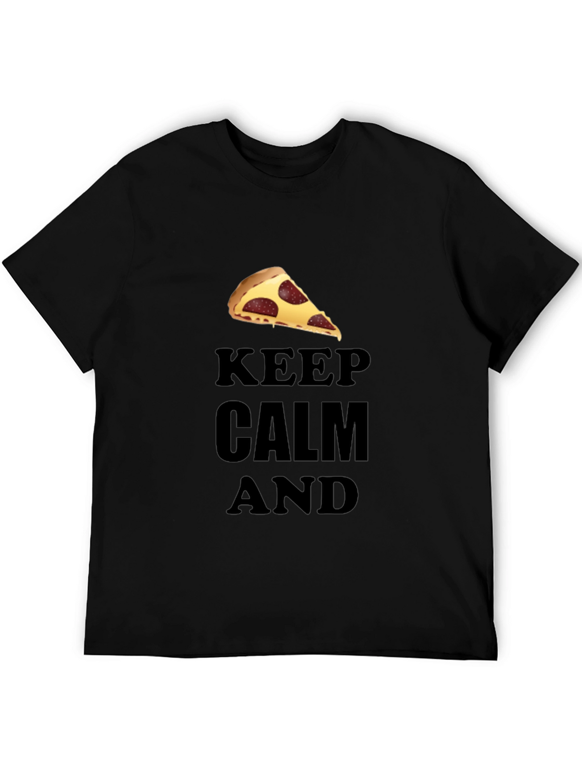 Keep Calm & Eat Pizza T-Shirt - Black Crew Neck