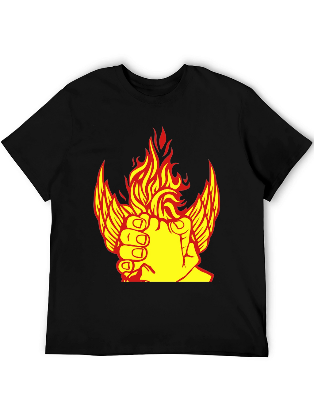 Fiery Winged Fist Graphic Tee - Bold Statement Shirt