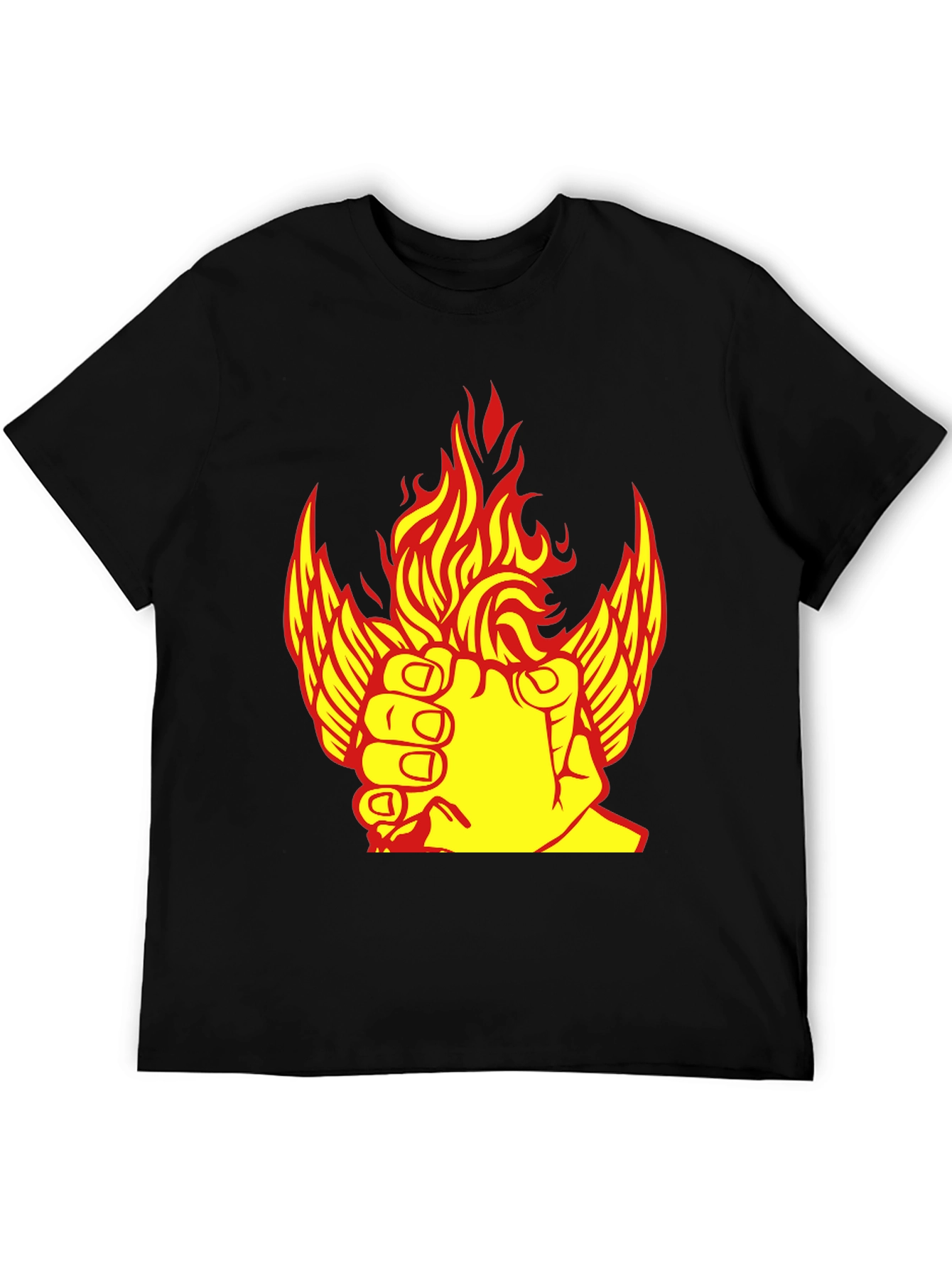 Fiery Winged Fist Graphic Tee - Bold Statement Shirt