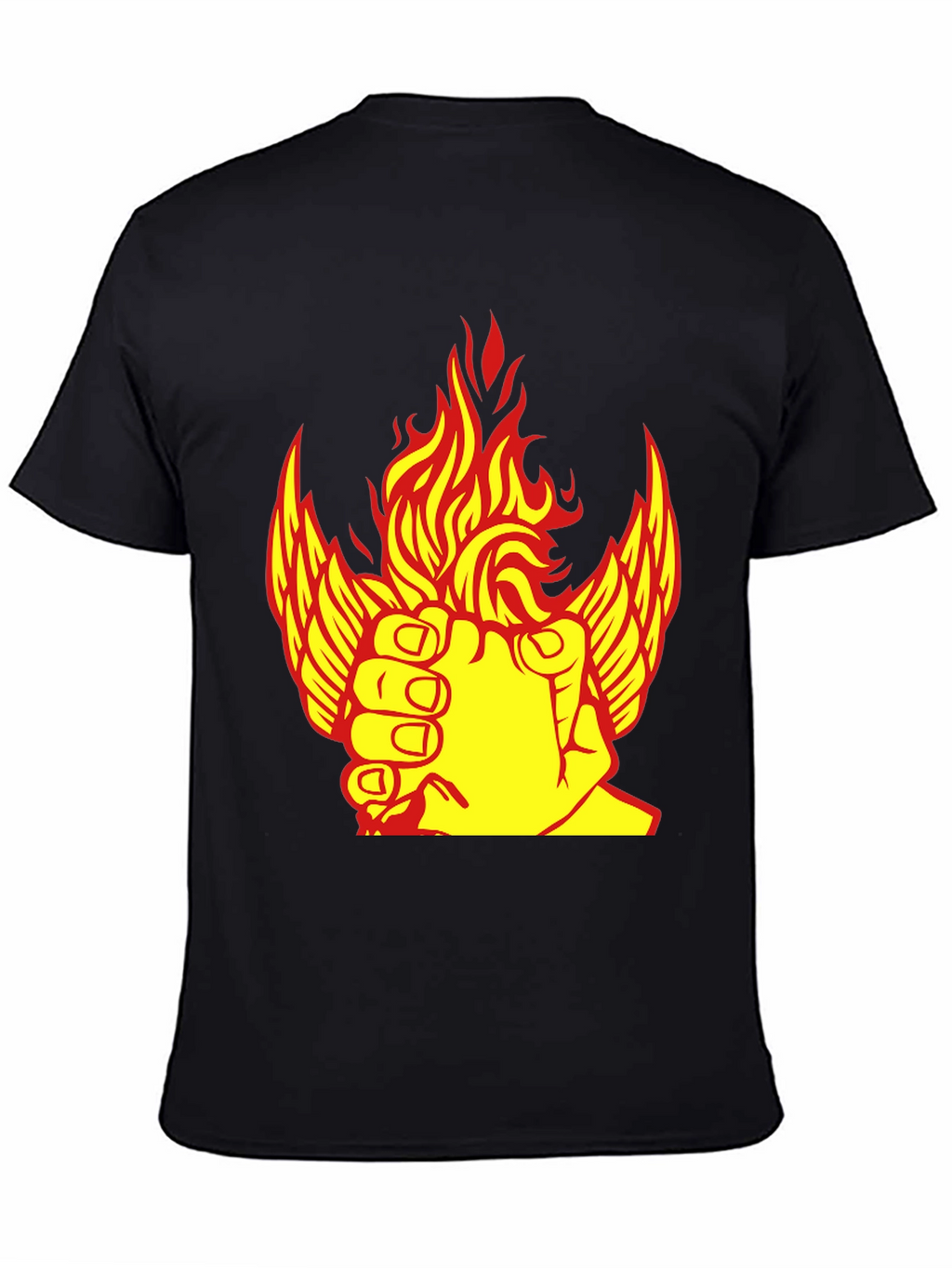 Fiery Winged Fist Graphic Tee - Bold Statement Shirt
