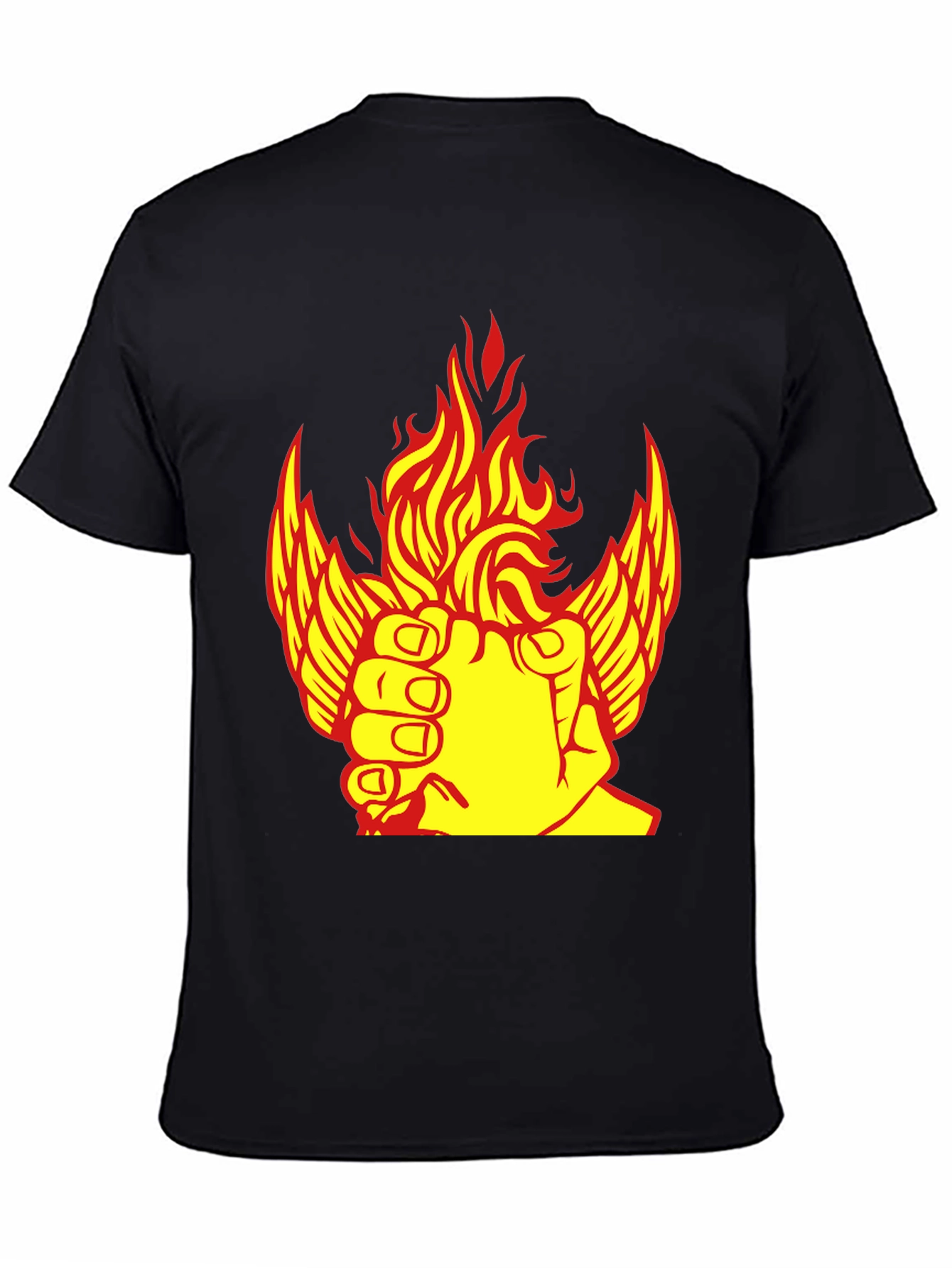Fiery Winged Fist Graphic Tee - Bold Statement Shirt