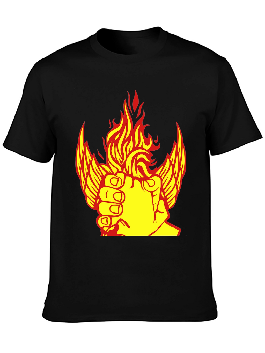 Fiery Winged Fist Graphic Tee - Bold Statement Shirt