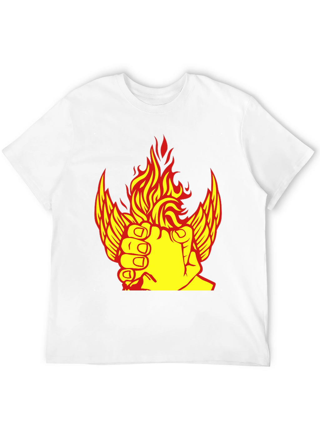 Fiery Winged Fist Graphic Tee - Bold Statement Shirt