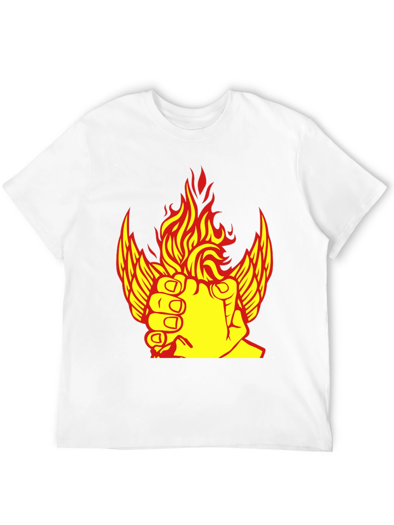 Fiery Winged Fist Graphic Tee - Bold Statement Shirt