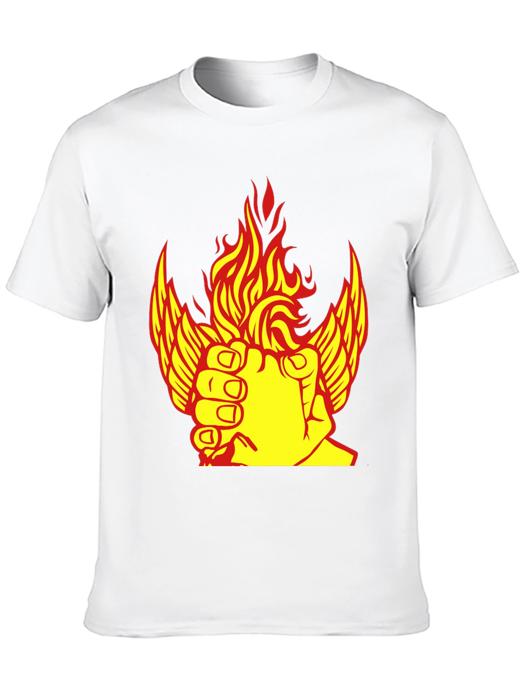 Fiery Winged Fist Graphic Tee - Bold Statement Shirt