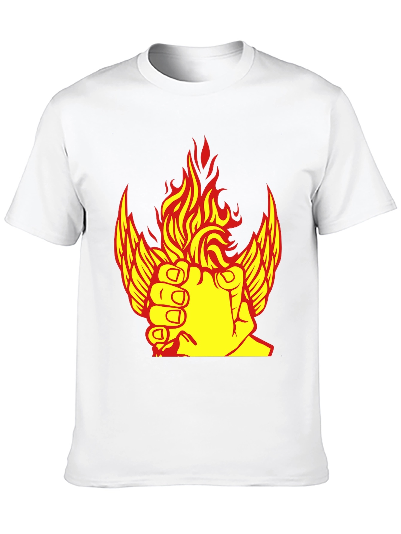 Fiery Winged Fist Graphic Tee - Bold Statement Shirt
