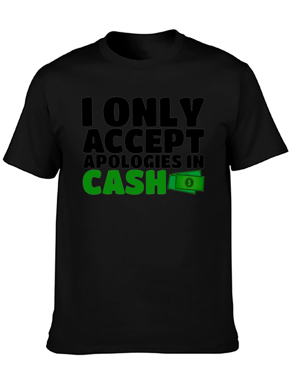 Cash Apology T-Shirt - Mens Black Tee