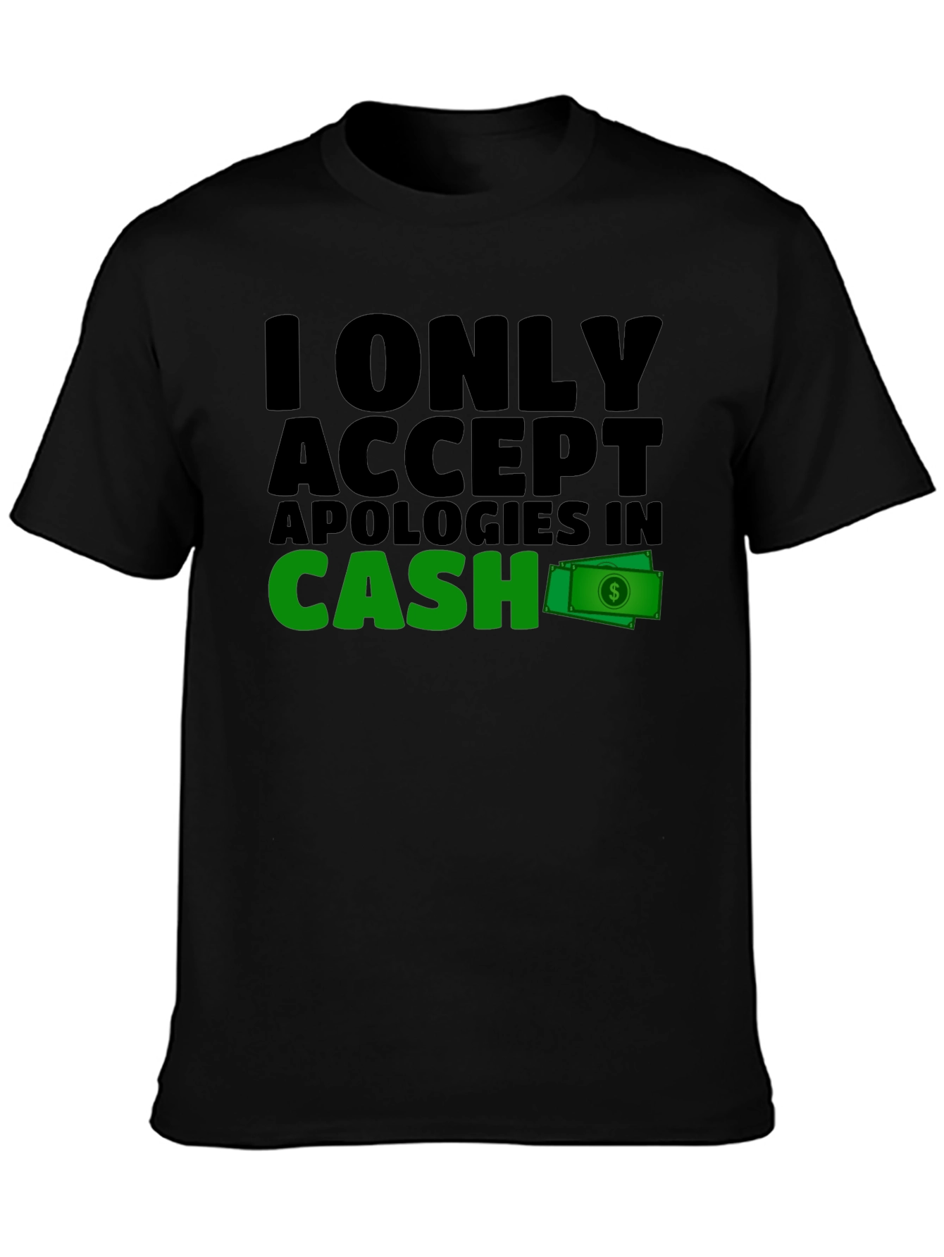 Cash Apology T-Shirt - Mens Black Tee