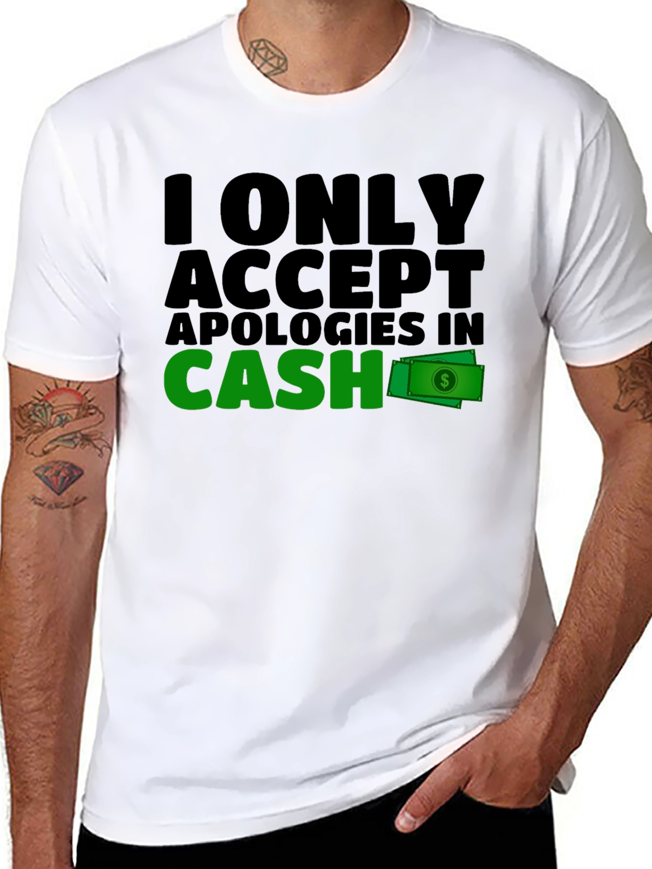 Cash Apology T-Shirt - Mens Black Tee