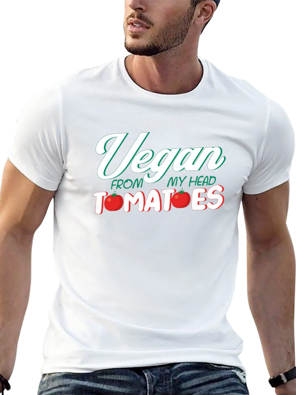 Vegan From My Head Tomatoes Funny Graphic Tee
