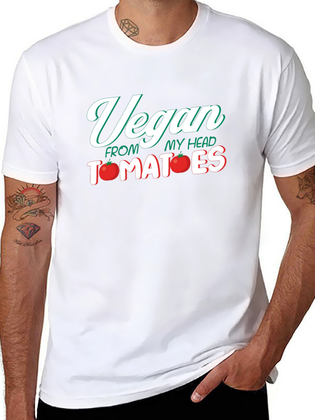 Vegan From My Head Tomatoes Funny Graphic Tee