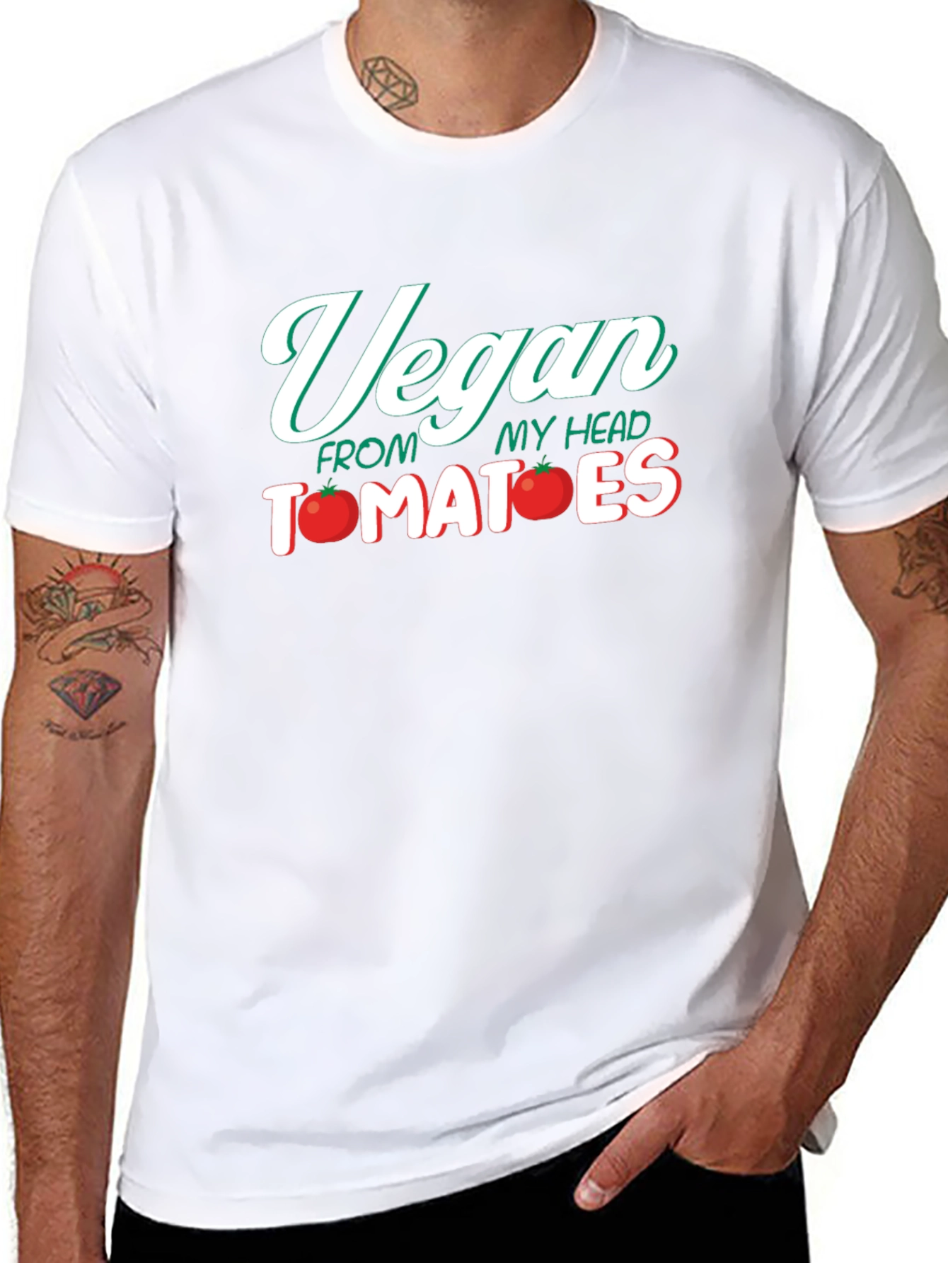 Vegan From My Head Tomatoes Funny Graphic Tee
