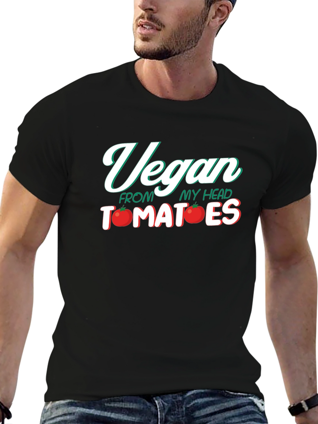 Vegan From My Head Tomatoes Funny Graphic Tee