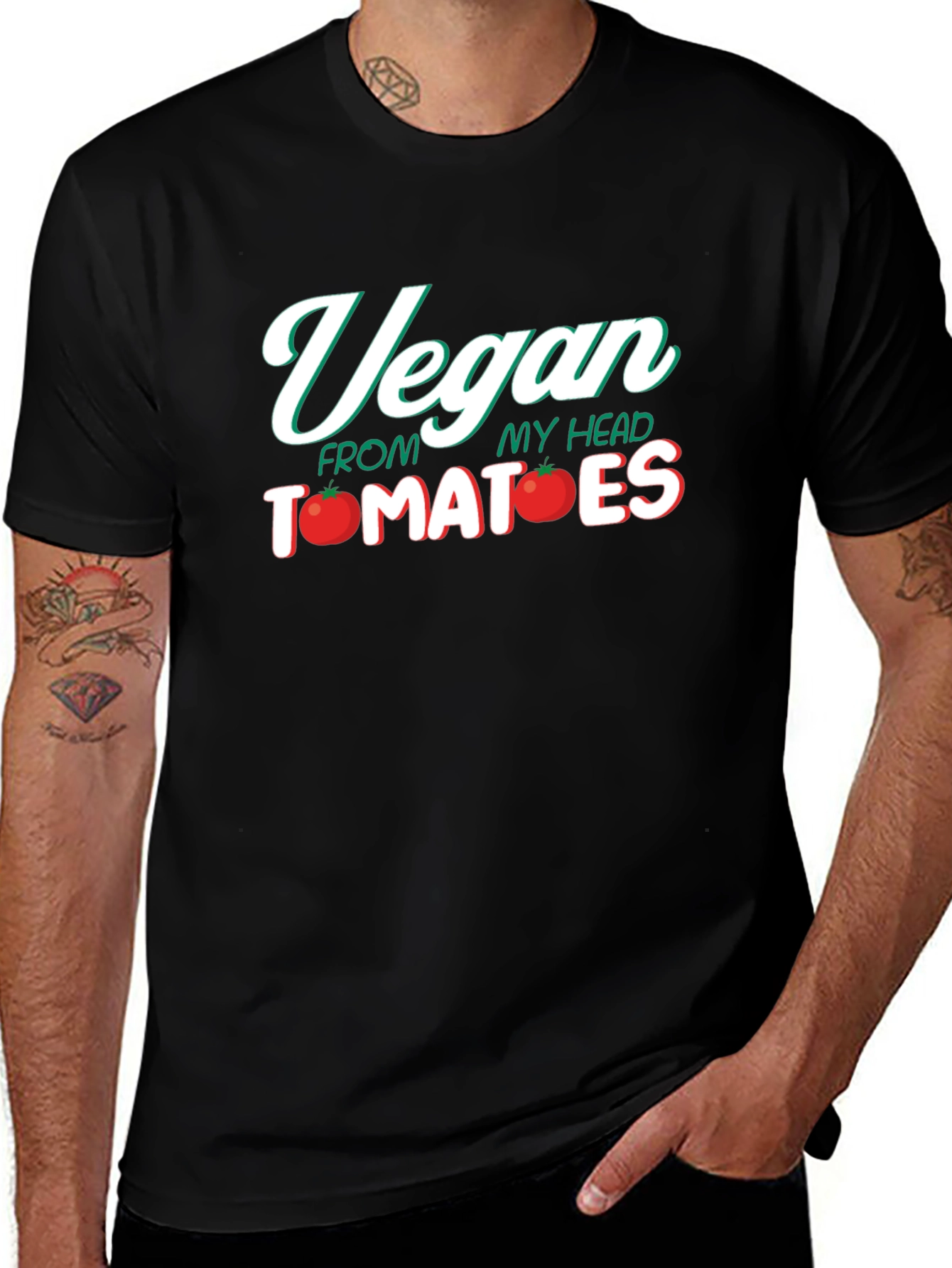Vegan From My Head Tomatoes Funny Graphic Tee