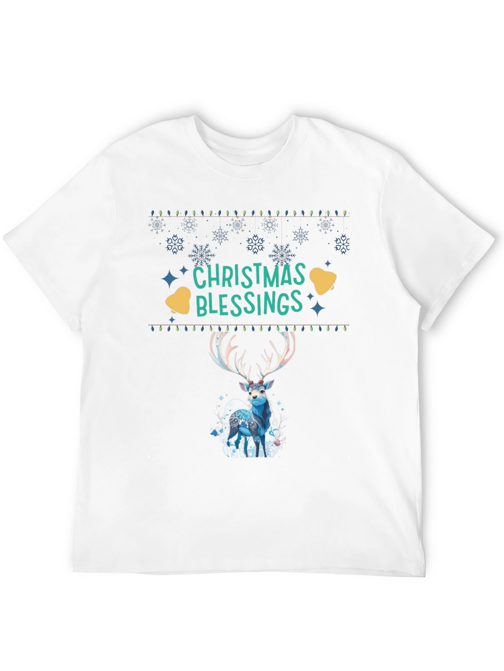 Christmas Blessings Deer Graphic Tee - Holiday Style