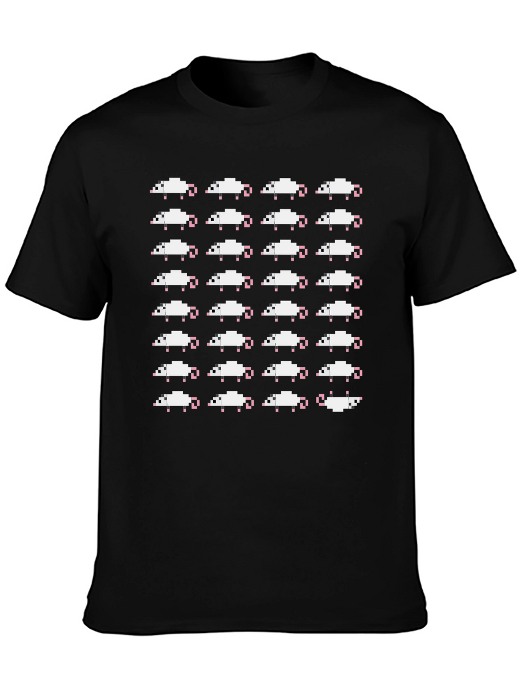 Pixel Mouse Pattern Black T-Shirt