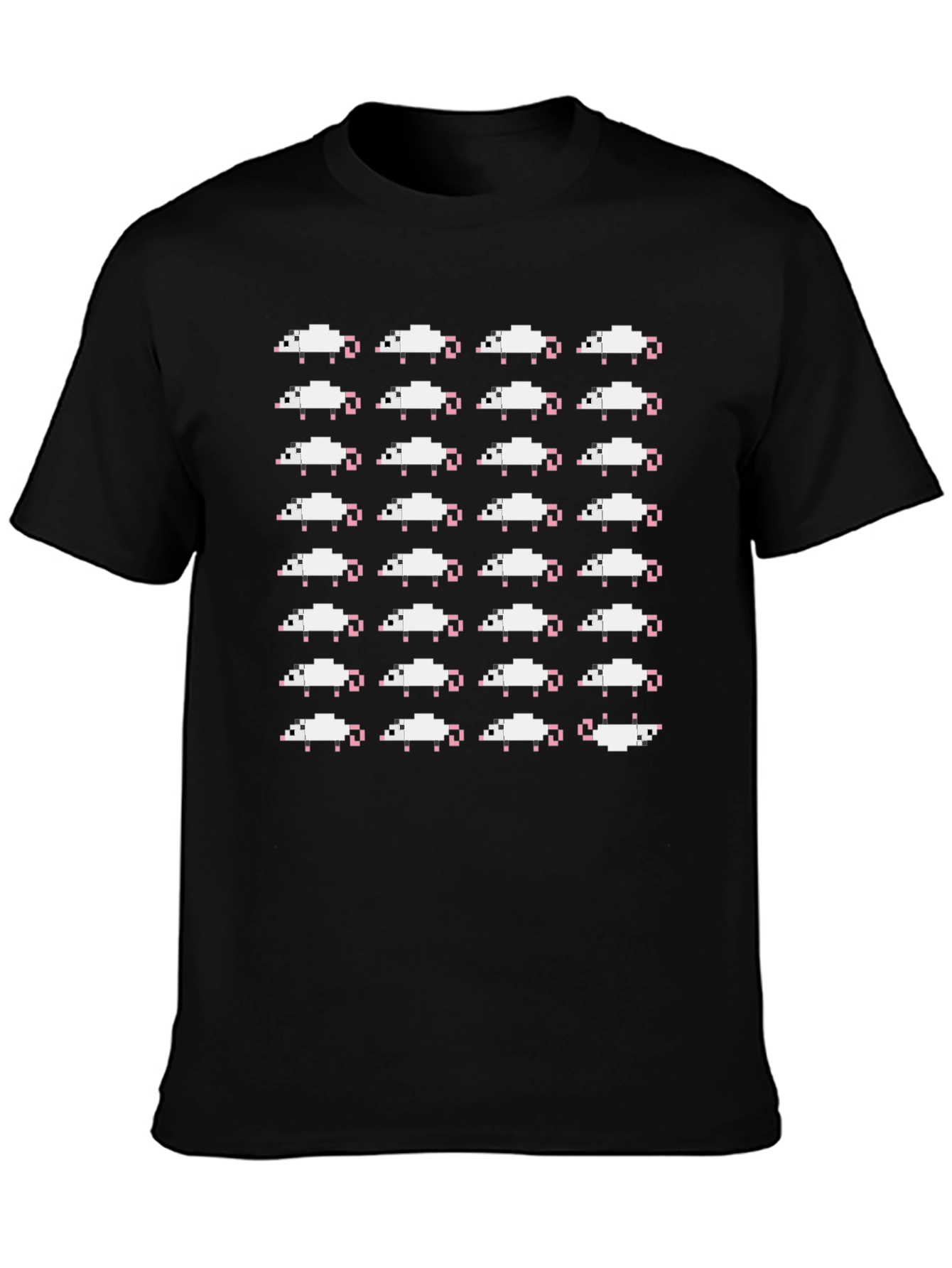 Pixel Mouse Pattern Black T-Shirt