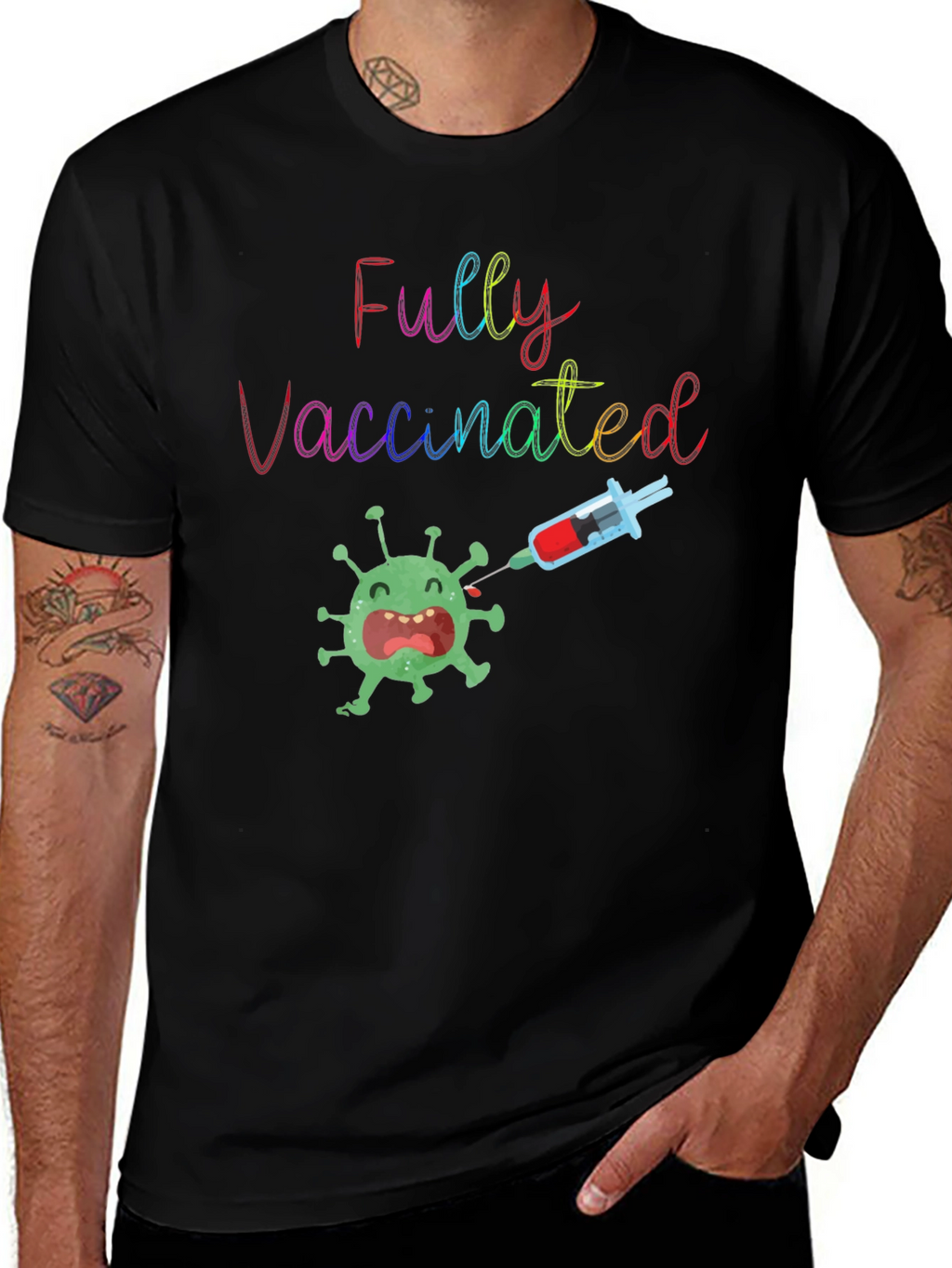 Fully Vaccinated Tee - Black Cotton Blend