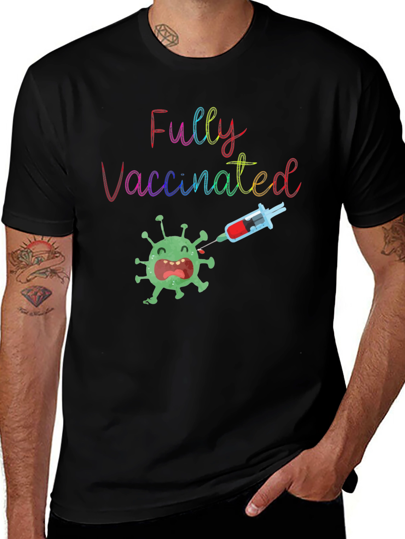 Fully Vaccinated Tee - Black Cotton Blend