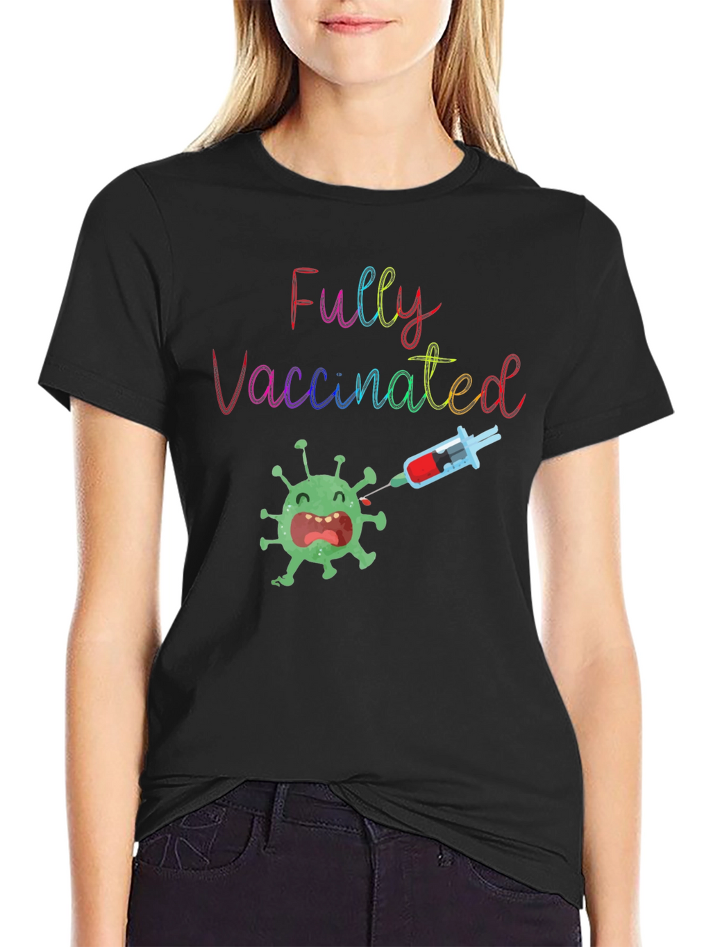 Fully Vaccinated Tee - Black Cotton Blend