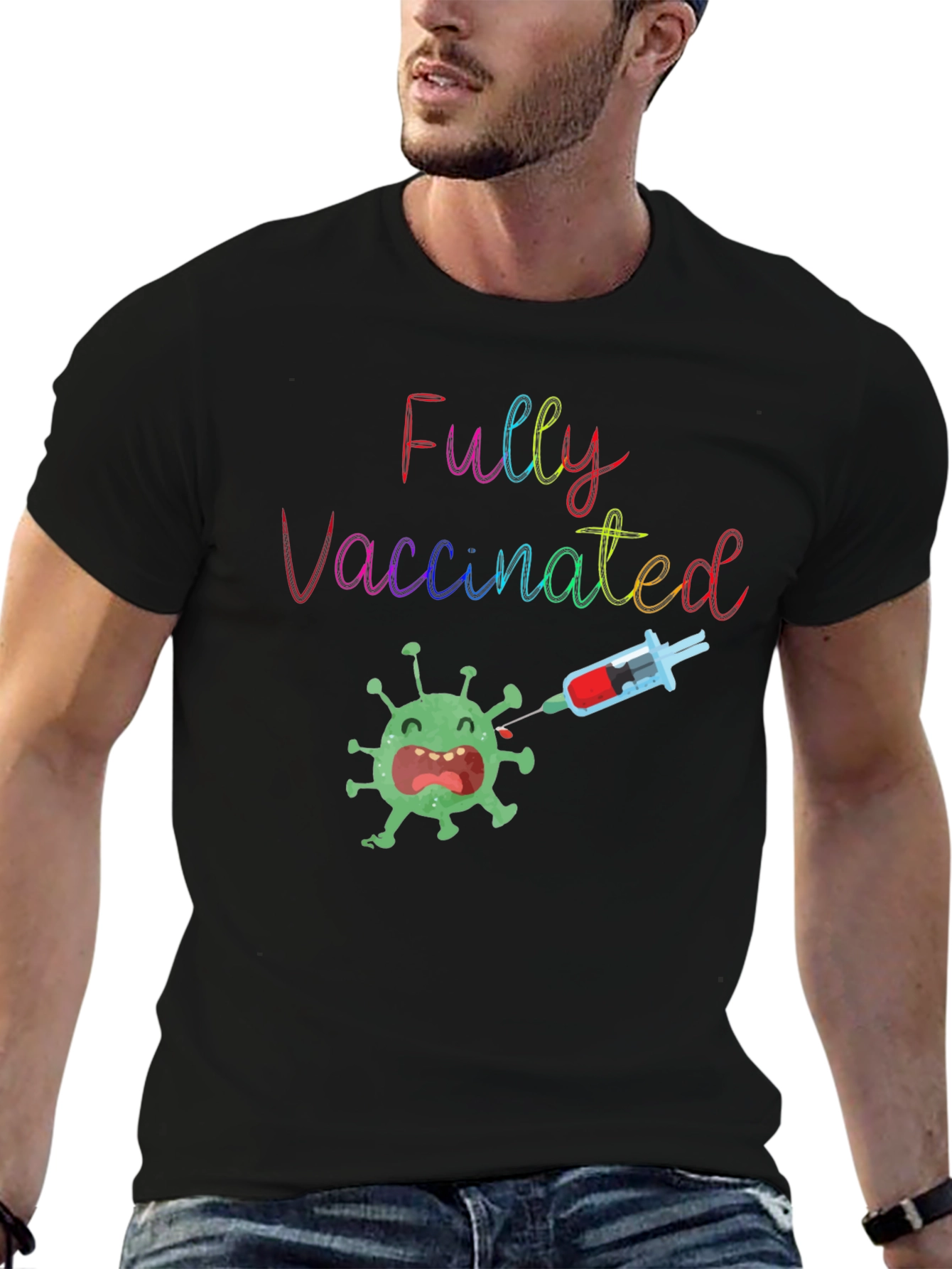 Fully Vaccinated Tee - Black Cotton Blend