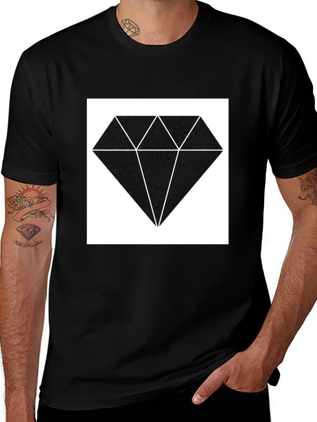 Diamond Graphic Tee - Stylish Black Shirt
