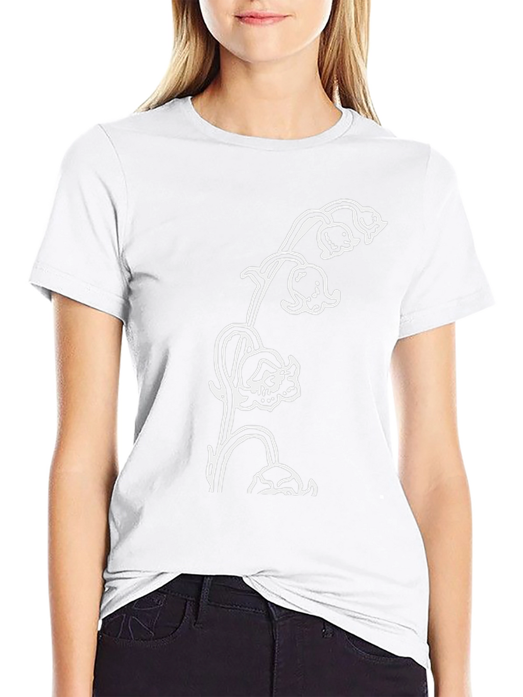 Skull Lily Graphic Tee - Black Casual T-Shirt