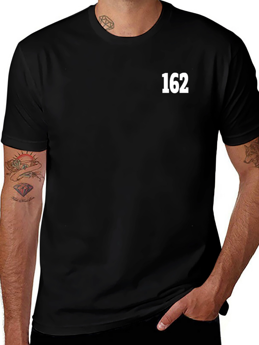 Mens Black T-Shirt with 162 Graphic