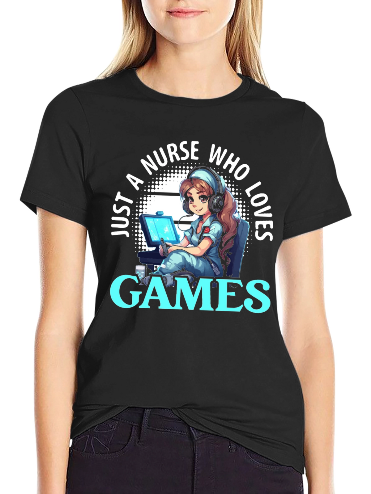 Nurse Gamer T-Shirt - Just a Nurse Who Loves Games