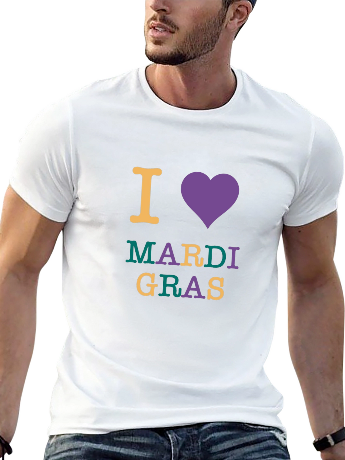 I Love Mardi Gras Graphic Tee - Unisex Black T-Shirt