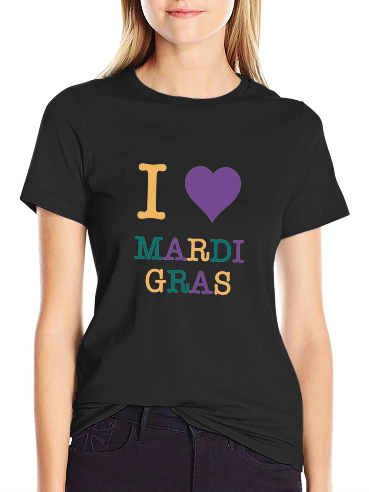 I Love Mardi Gras Graphic Tee - Unisex Black T-Shirt