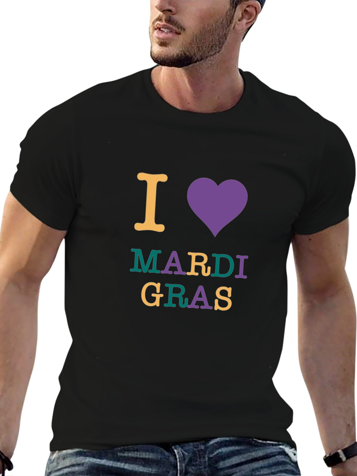 I Love Mardi Gras Graphic Tee - Unisex Black T-Shirt