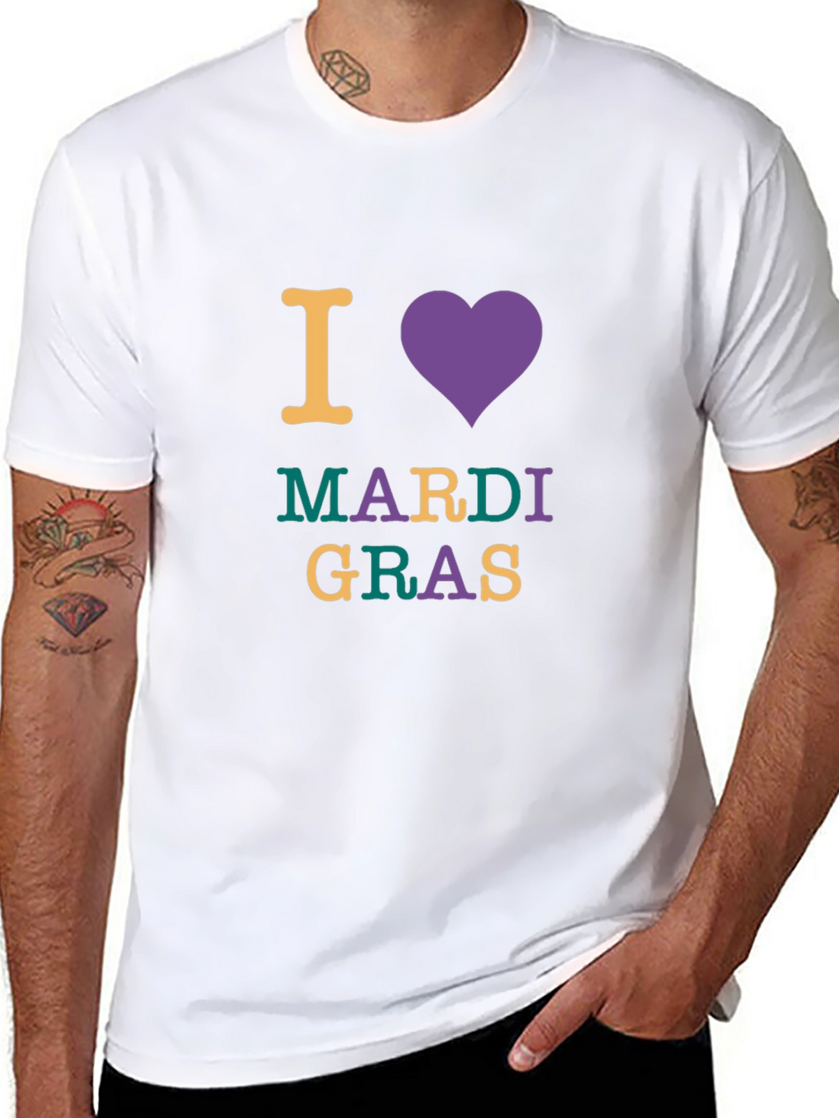 I Love Mardi Gras Graphic Tee - Unisex Black T-Shirt