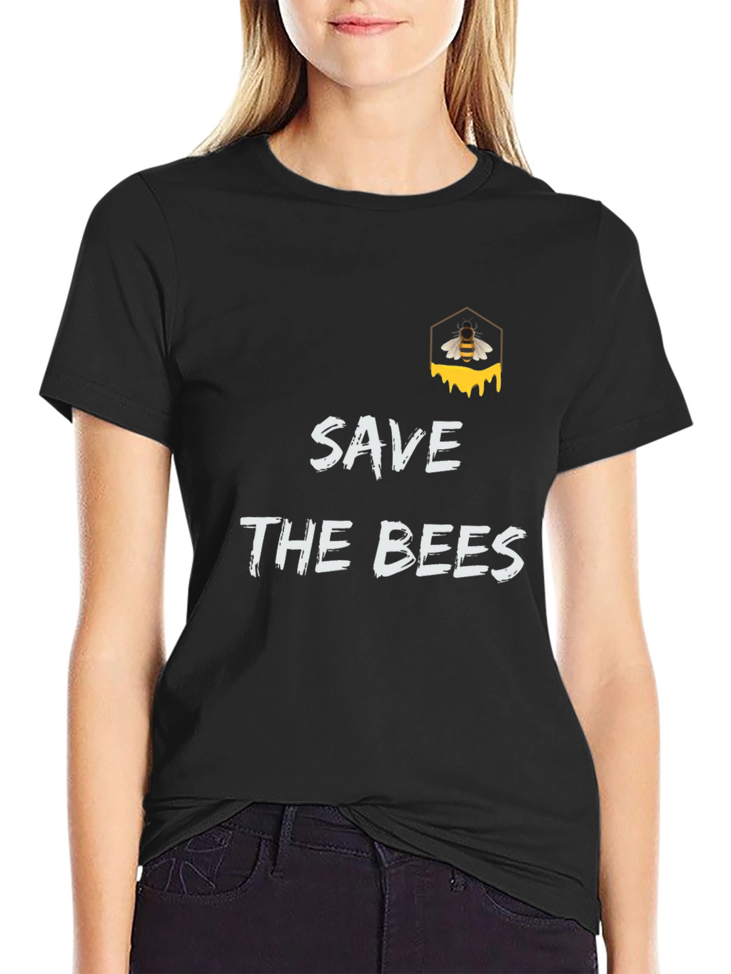 Save The Bees Graphic Tee - Black Cotton T-Shirt