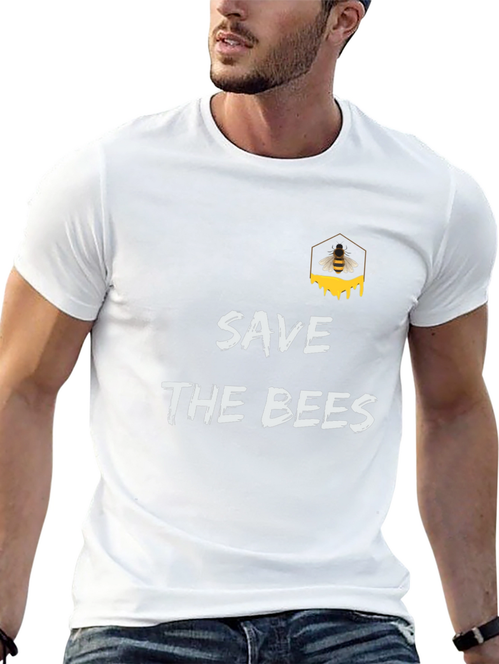 Save The Bees Graphic Tee - Black Cotton T-Shirt