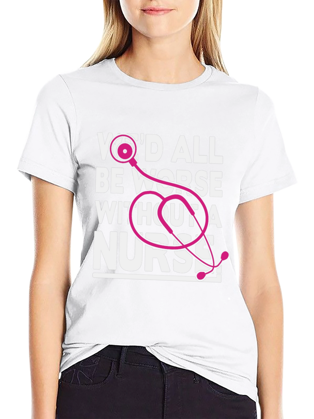 Nurse Appreciation Graphic Tee - Pink Stethoscope Design