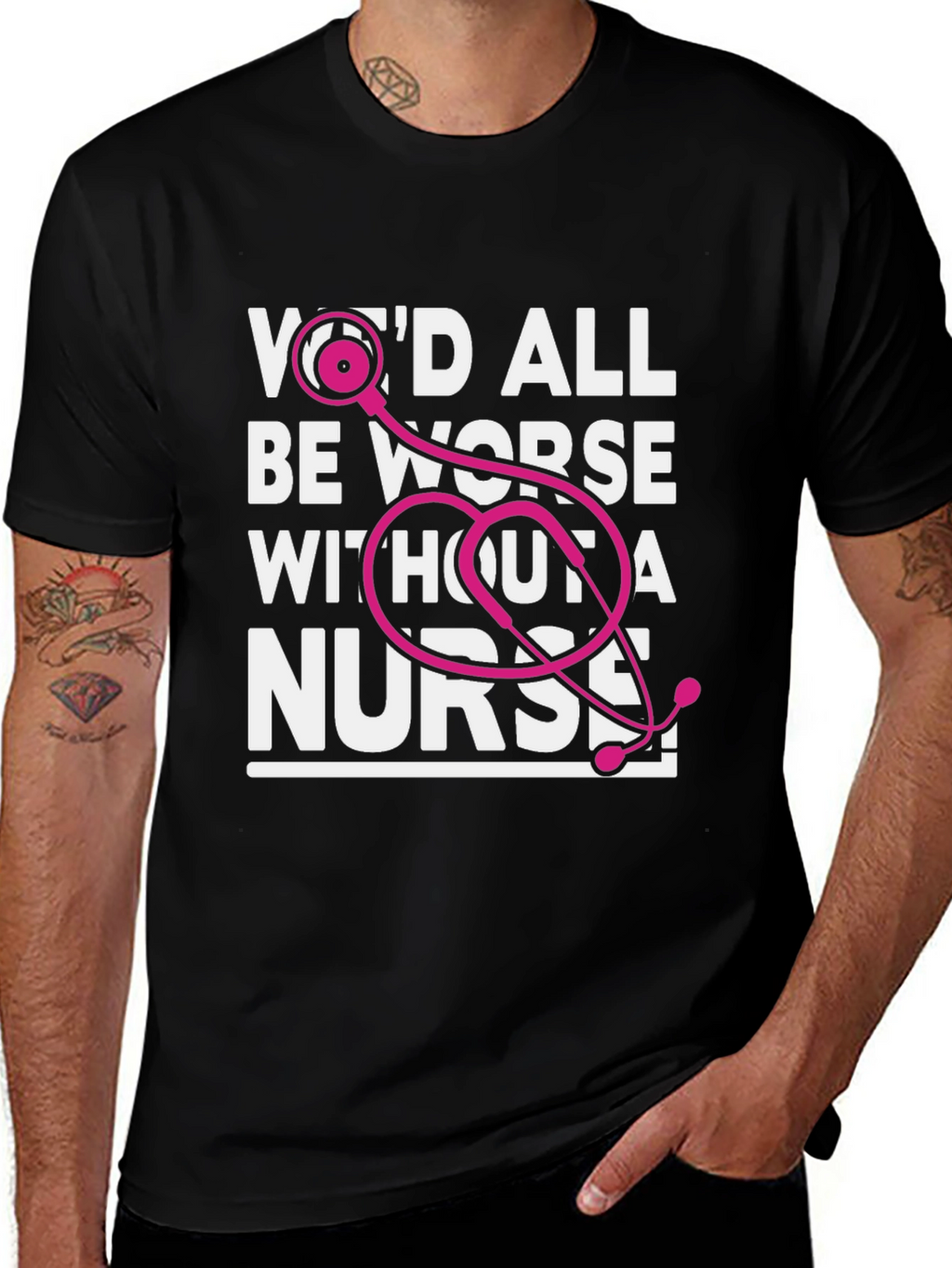 Nurse Appreciation Graphic Tee - Pink Stethoscope Design