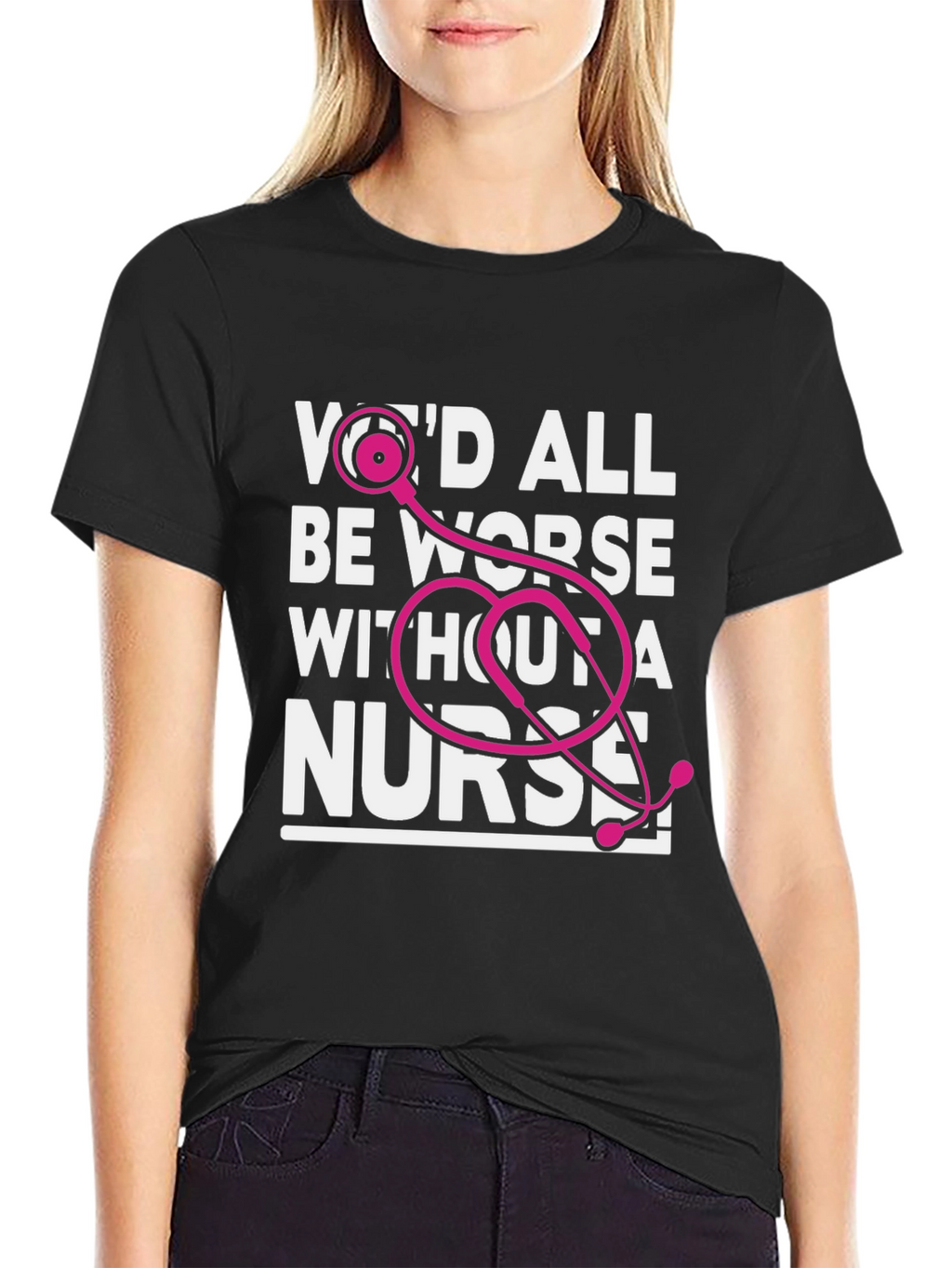 Nurse Appreciation Graphic Tee - Pink Stethoscope Design