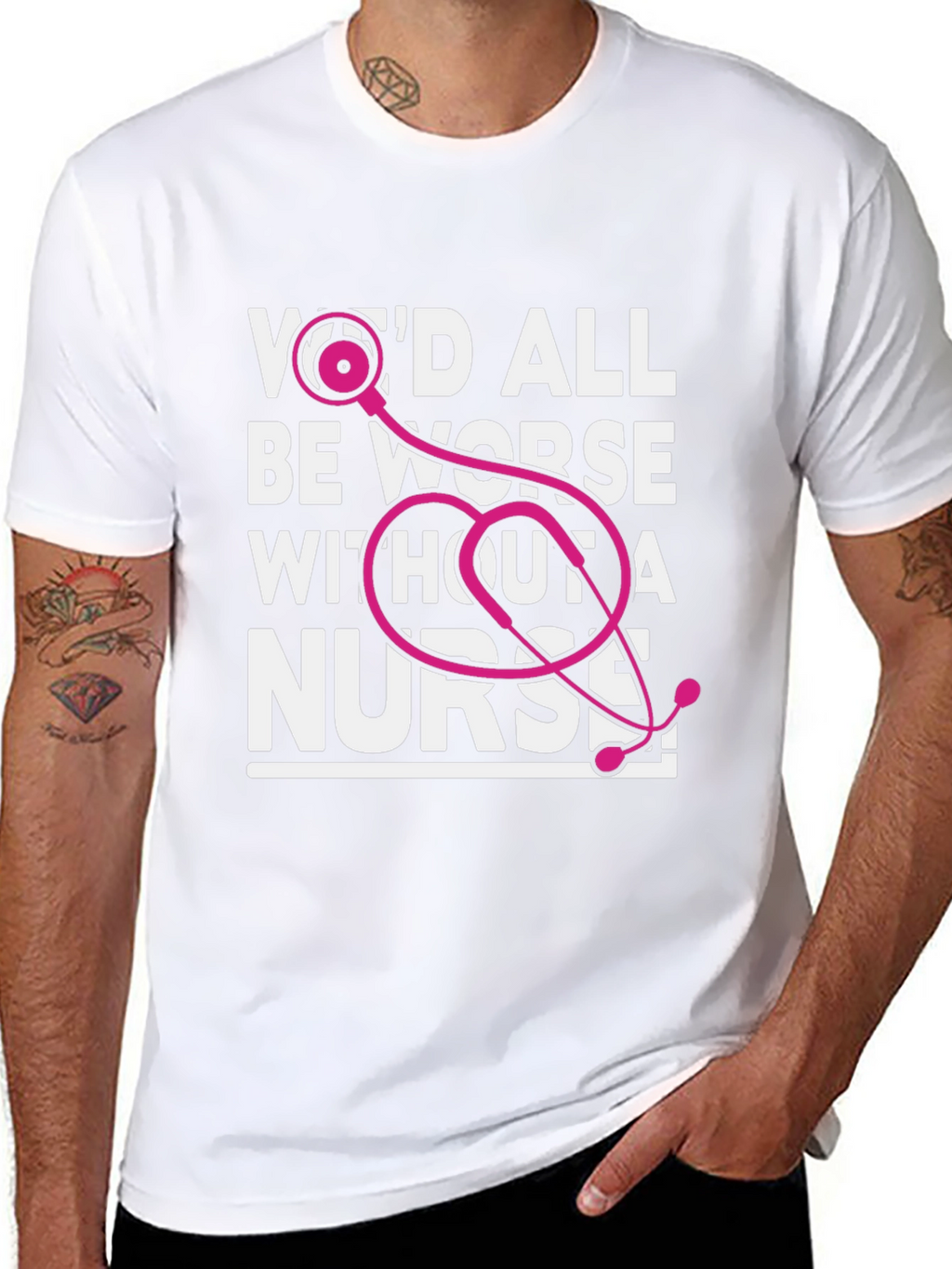 Nurse Appreciation Graphic Tee - Pink Stethoscope Design