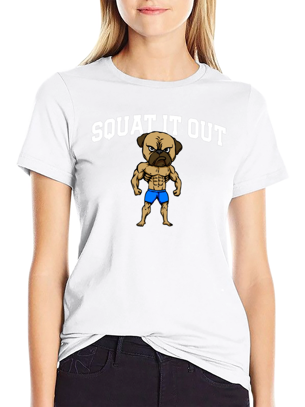 Squat It Out Pug T-Shirt - Gym Humor