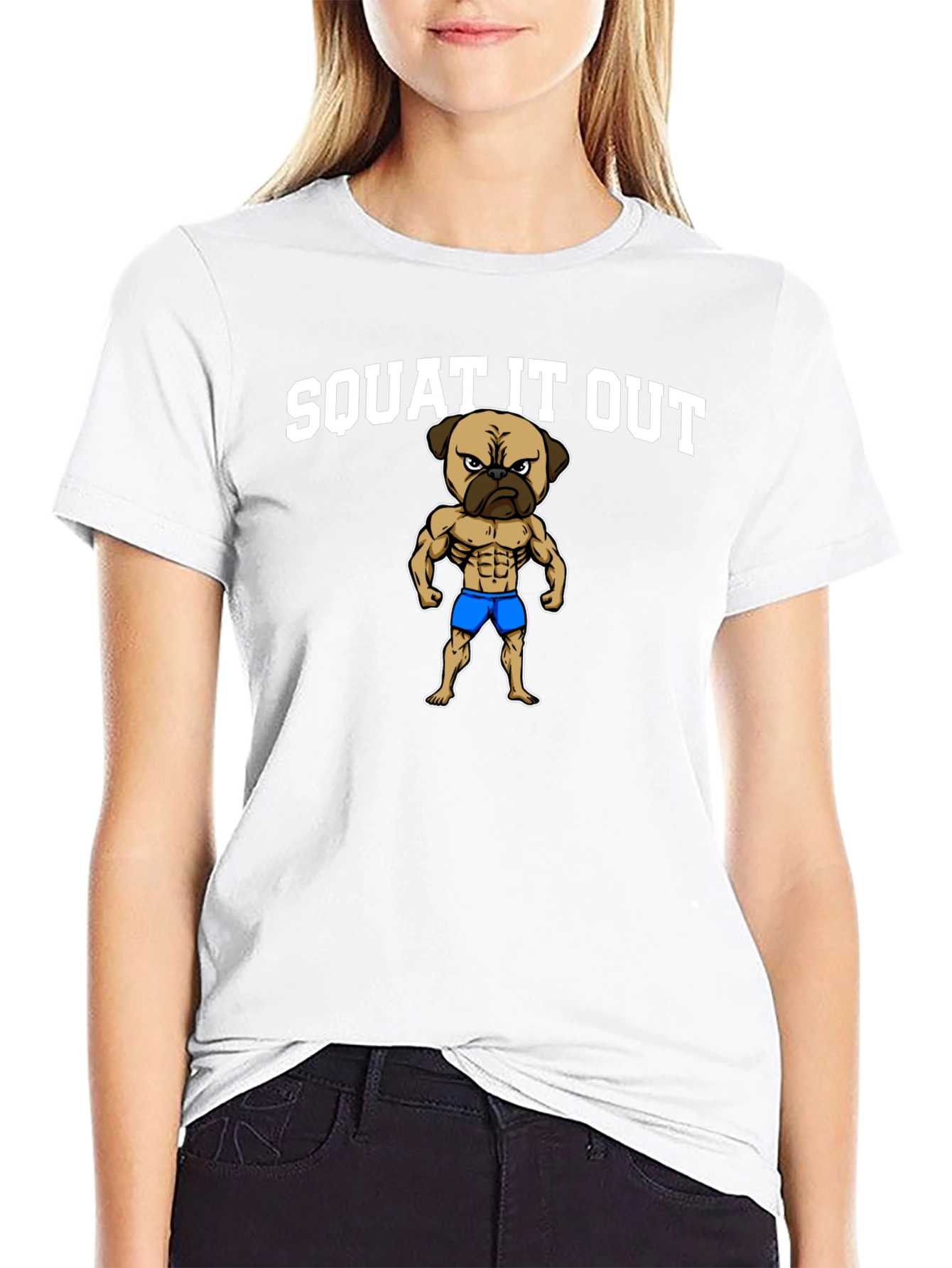 Squat It Out Pug T-Shirt - Gym Humor
