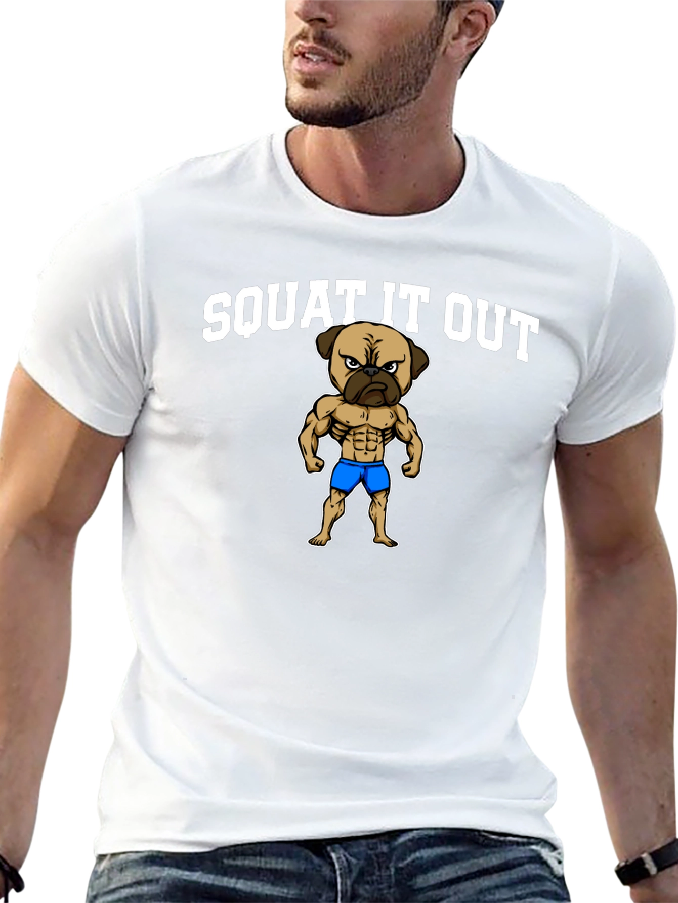 Squat It Out Pug T-Shirt - Gym Humor