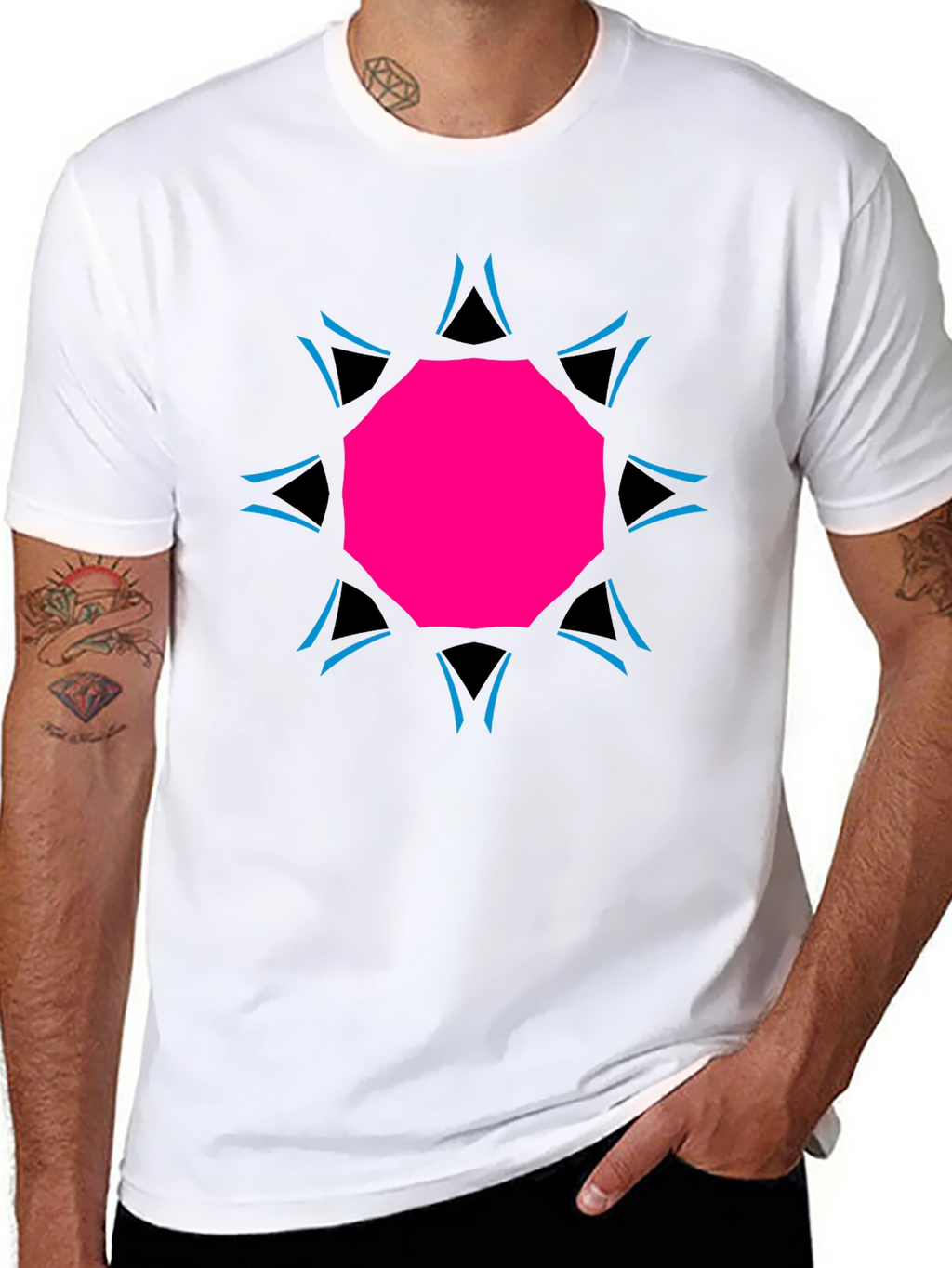 Geometric Print Black Tee