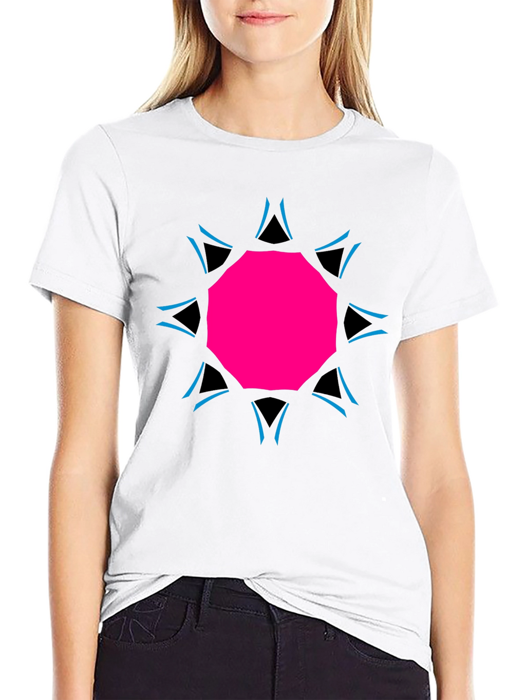 Geometric Print Black Tee