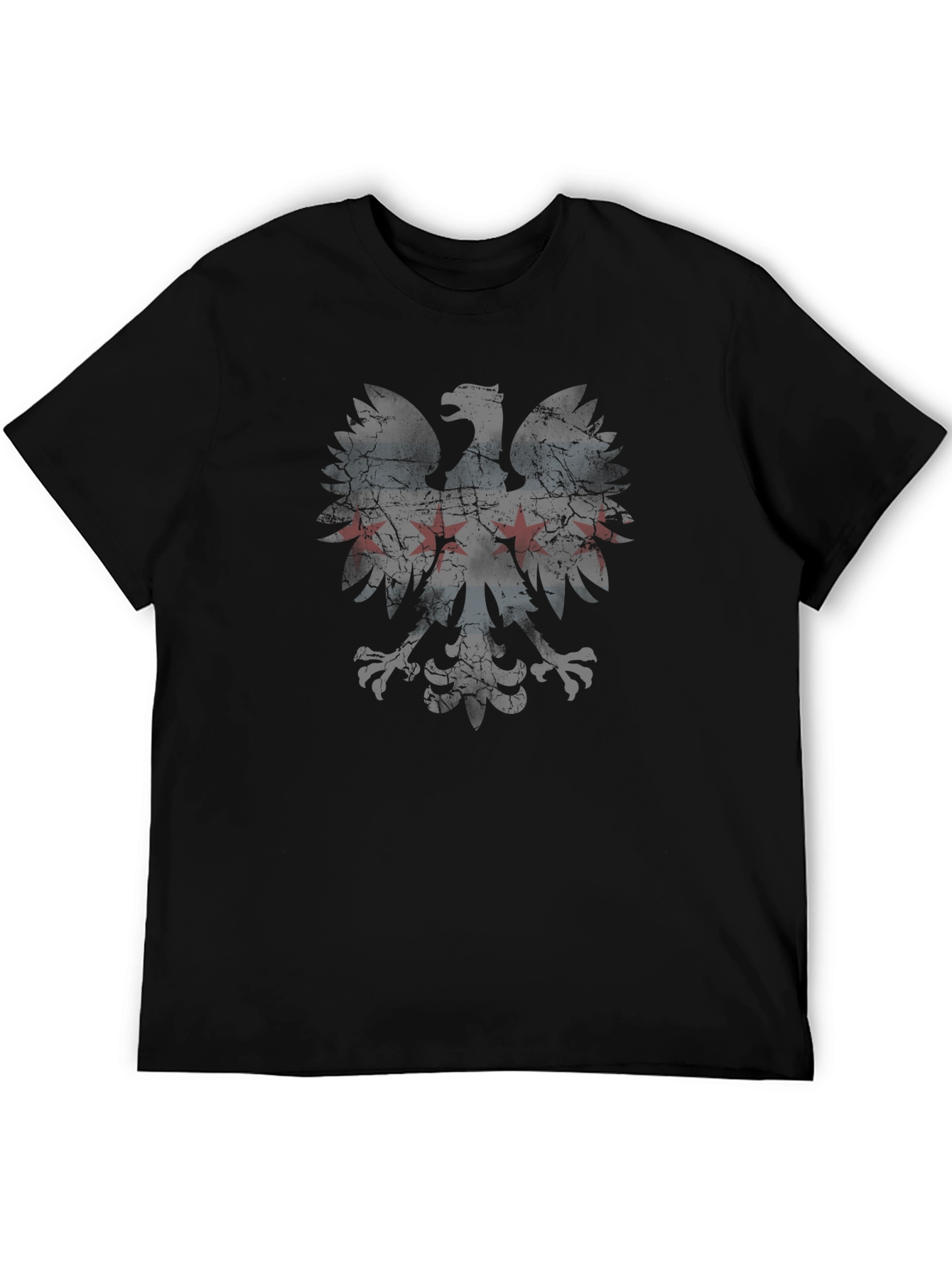 Chicago Flag Eagle Black T-Shirt