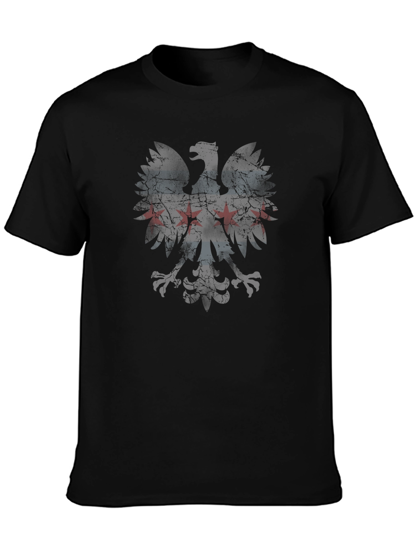 Chicago Flag Eagle Black T-Shirt