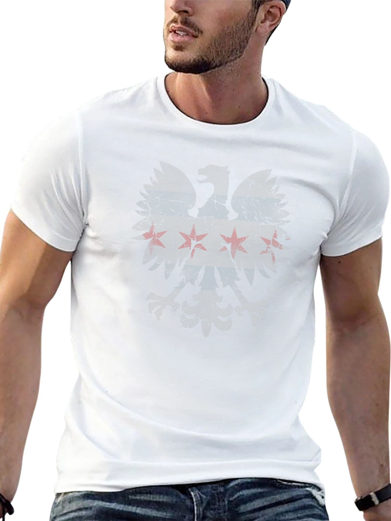 Chicago Flag Eagle Black T-Shirt