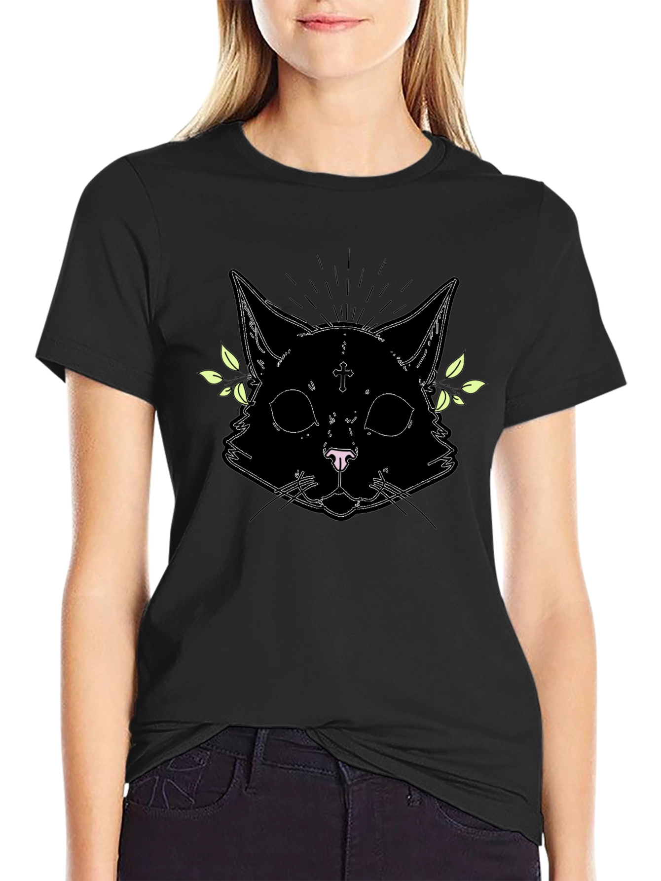 Gothic Cat Graphic Tee - Unisex Black T-Shirt