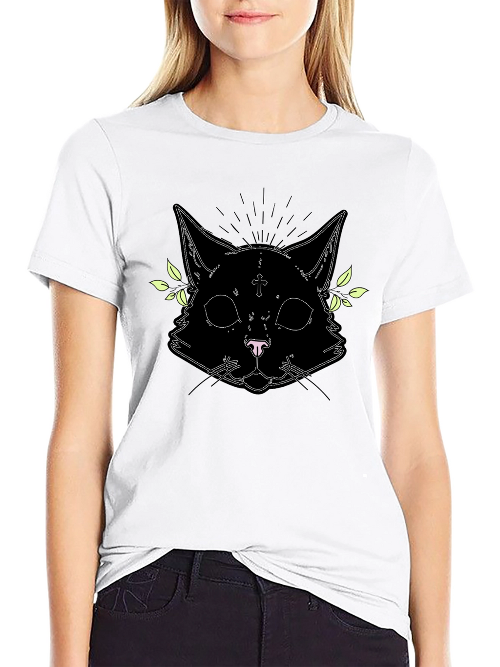 Gothic Cat Graphic Tee - Unisex Black T-Shirt